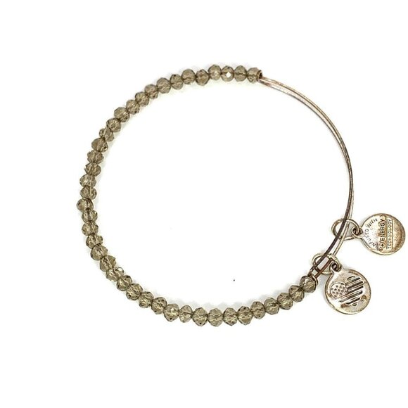Alex and Ani Clear Beaded Charm Bracelet Silver Finish - Expands 2"- 3.5" - Picture 2 of 2